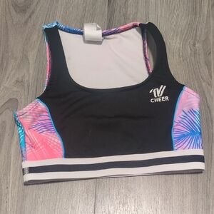 Black and Pink Cheer Sports Bra